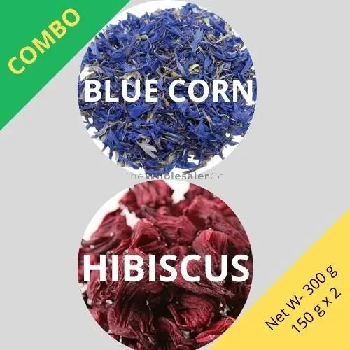 Blue cornflower & Hibiscus - Centaurea cyanus & Hibiscus sabdariffa - Dried Flower Combo | TheWholesalerX |