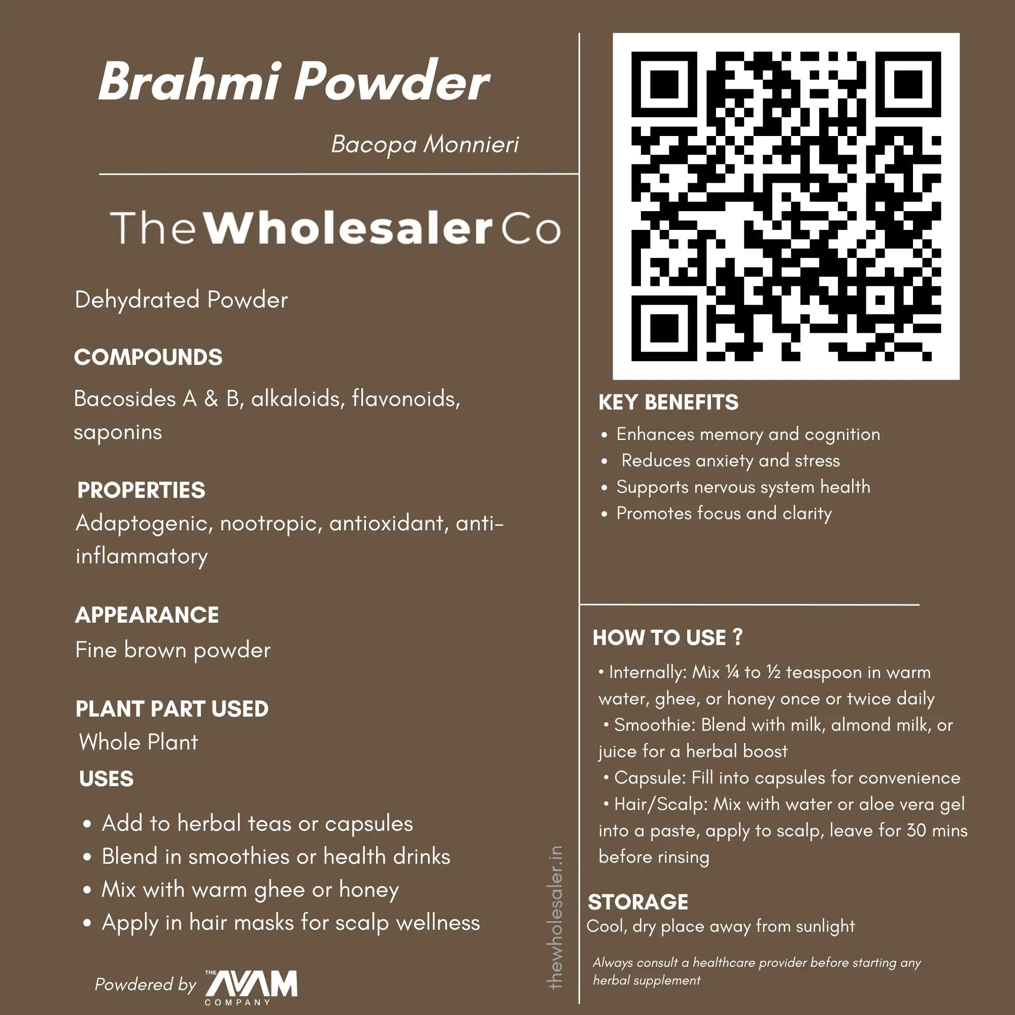 Brahmi Powder - Bacopa Monnieri - Water hyssop Bulk Supplier@TheWholesaleCo Prices