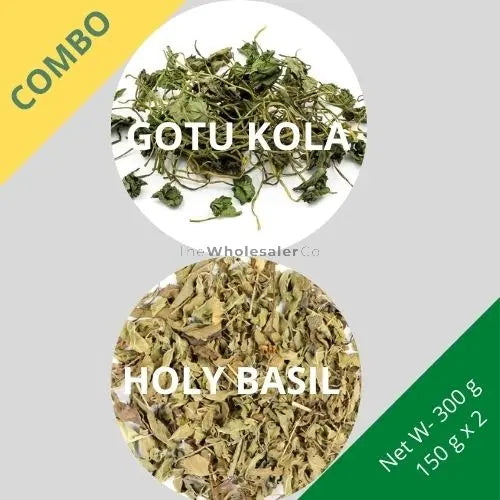 Gotu Kola & Holy Basil (Tulsi) - Centella asiatica & Ocimum Tenuiflorum - 150 g x 2 - Dried Herb Combo | TheWholesalerX |