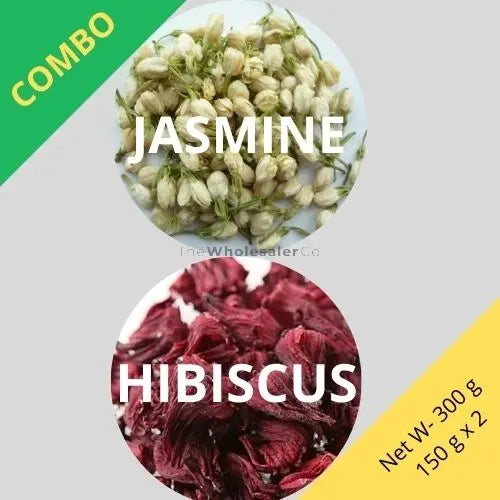 Jasmine & Hibiscus - Jasminum Grandiflorum & Hibiscus sabdariffa - Dried Flower Combo | TheWholesalerX |