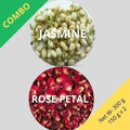 Jasmine & Red Rose Petal - Jasminum Grandiflorum & Rosa - 150 g x 2 - Dried Flower Combo | TheWholesalerX |