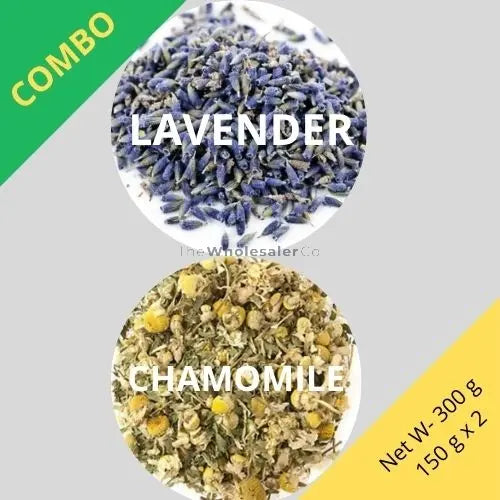 Lavender Buds & Chamomile  - Lavandula  & Matricaria chamomilla -150 g x 2 - Dried Flower Combo | TheWholesalerX |