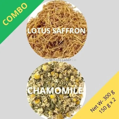 Lotus Saffron & Chamomile - Nelumbo Nucifera & Matricaria chamomilla -150 g x 2 - Dried Flower Combo | TheWholesalerX |