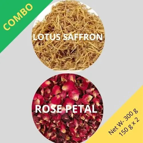 Lotus Saffron & Red Rose Petal - Nelumbo Nucifera & Rosa - 150 g x 2 - Dried Flower Combo | TheWholesalerX |