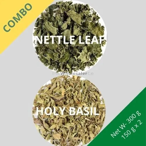 Nettle Leaf & Holy Basil (Tulsi) - Urtica dioica & Ocimum Tenuiflorum - 150 g x 2 - Dried Herb Combo | TheWholesalerX |