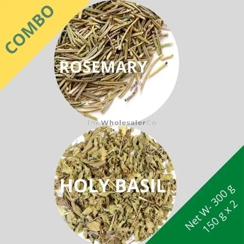 Rosemary & Holy Basil (Tulsi) - Salvia rosmarinus & Ocimum Tenuiflorum - 150 g x 2 - Dried Herb Combo | TheWholesalerX |