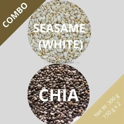 Seasame (White) & Chia seeds - Sesamum indicum & Salvia hispanica - Dried Seed Combo | TheWholesalerX |