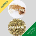 Vetiver Root (Khus) & Holy Basil (Tulsi) - Vetiveria Zizanioides & Ocimum Tenuiflorum - 150 g x 2 - Dried Herb Combo | TheWholesalerX |
